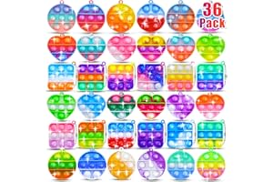 36 Pcs Mini Pop Fidget Toy Kids Adults, Simple Pop Keychain Bulk Party Favors Fidget Toys, Sensory Stress Toys, Small Pop Key