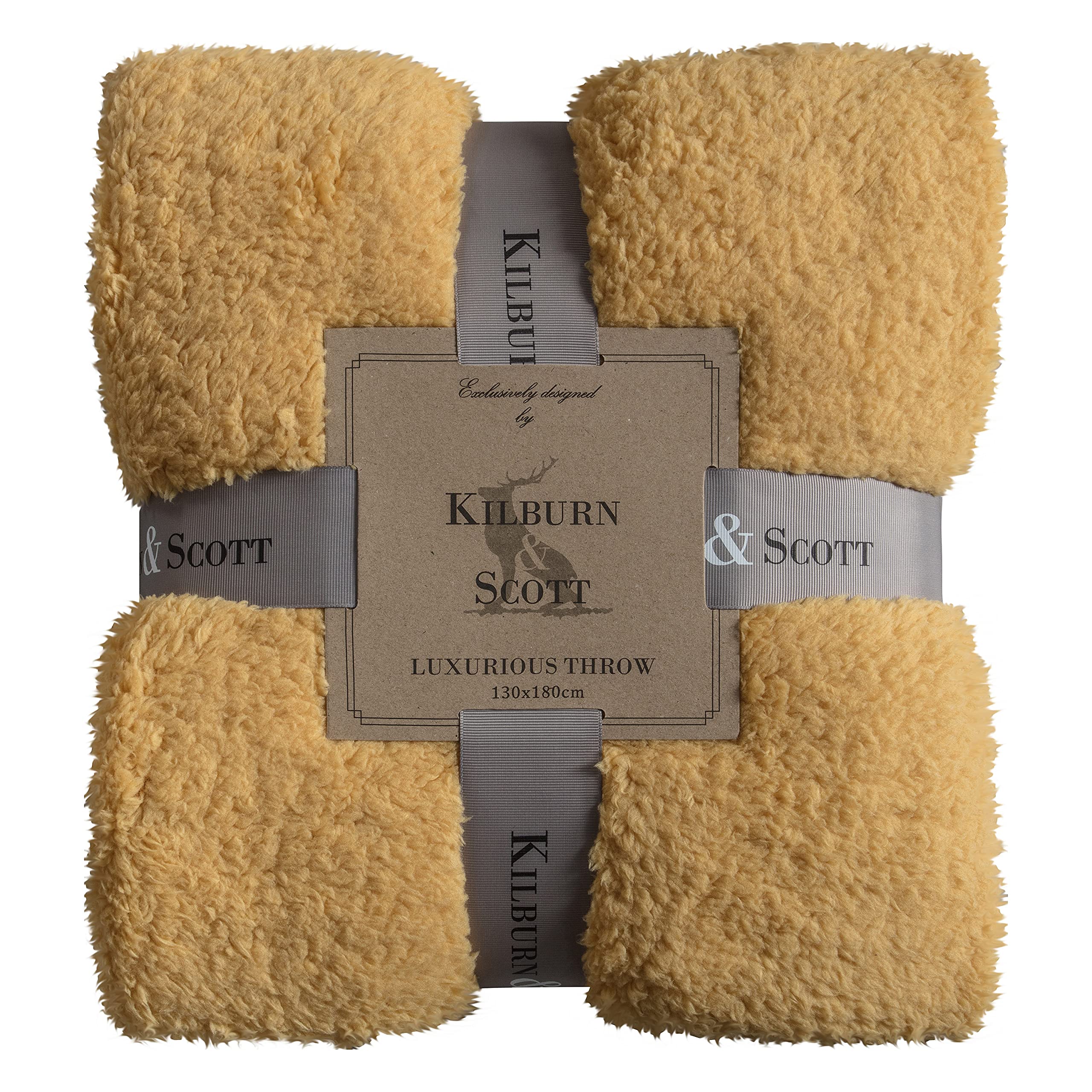 Gallery Direct Teddy Fleece Throw Ochre 1300x1800mm, Polyester