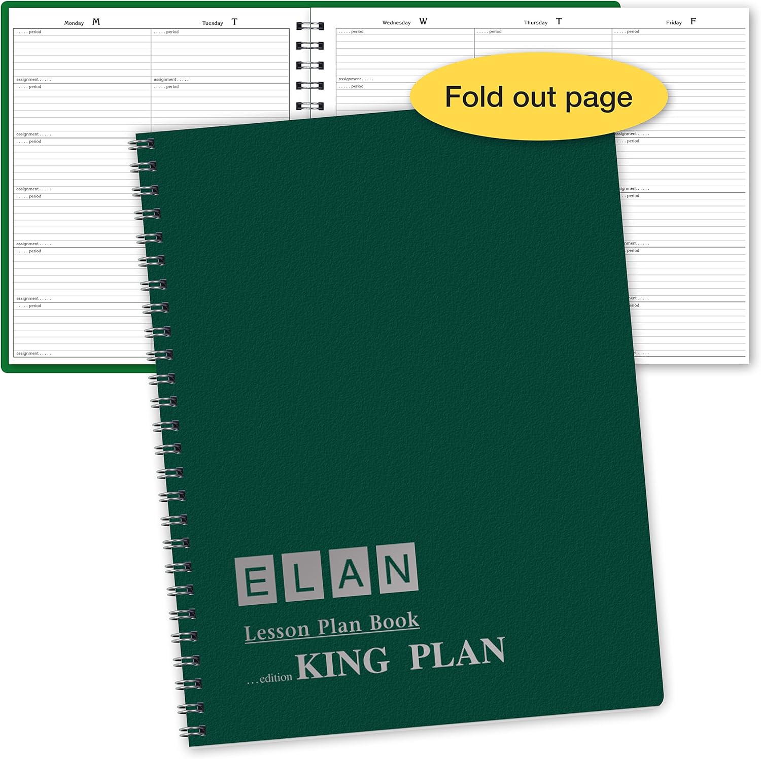 6 Period Extra Large Teacher Lesson Plan; Days Horizontally Across The Top (King Plan)