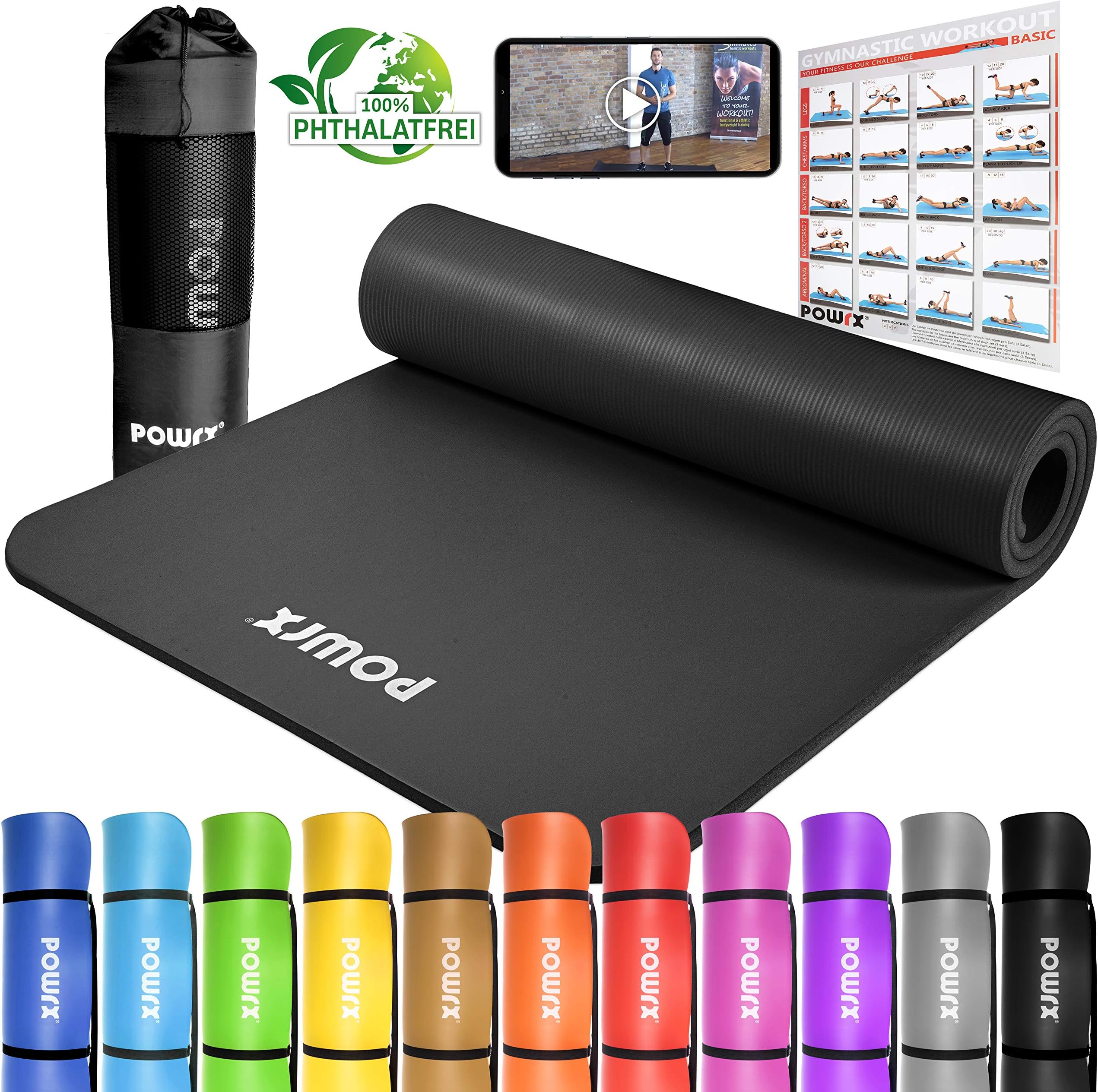 Fitness Yoga Pilates Mat 190 cm x 60 cm x 1.5 cm