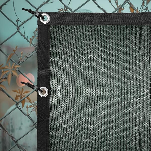 NYSHINE PRIVACY SCREEN FENCE WITH BINDINGS & GROMMETS 6′ X 50′ HEAVY DUTY BLACK FENCING MESH SHADE NET COVER 90% BLOCKAGE WITH CABLE ZIP TIES FOR WALL GARDEN YARD BACKYARD (GREEN)