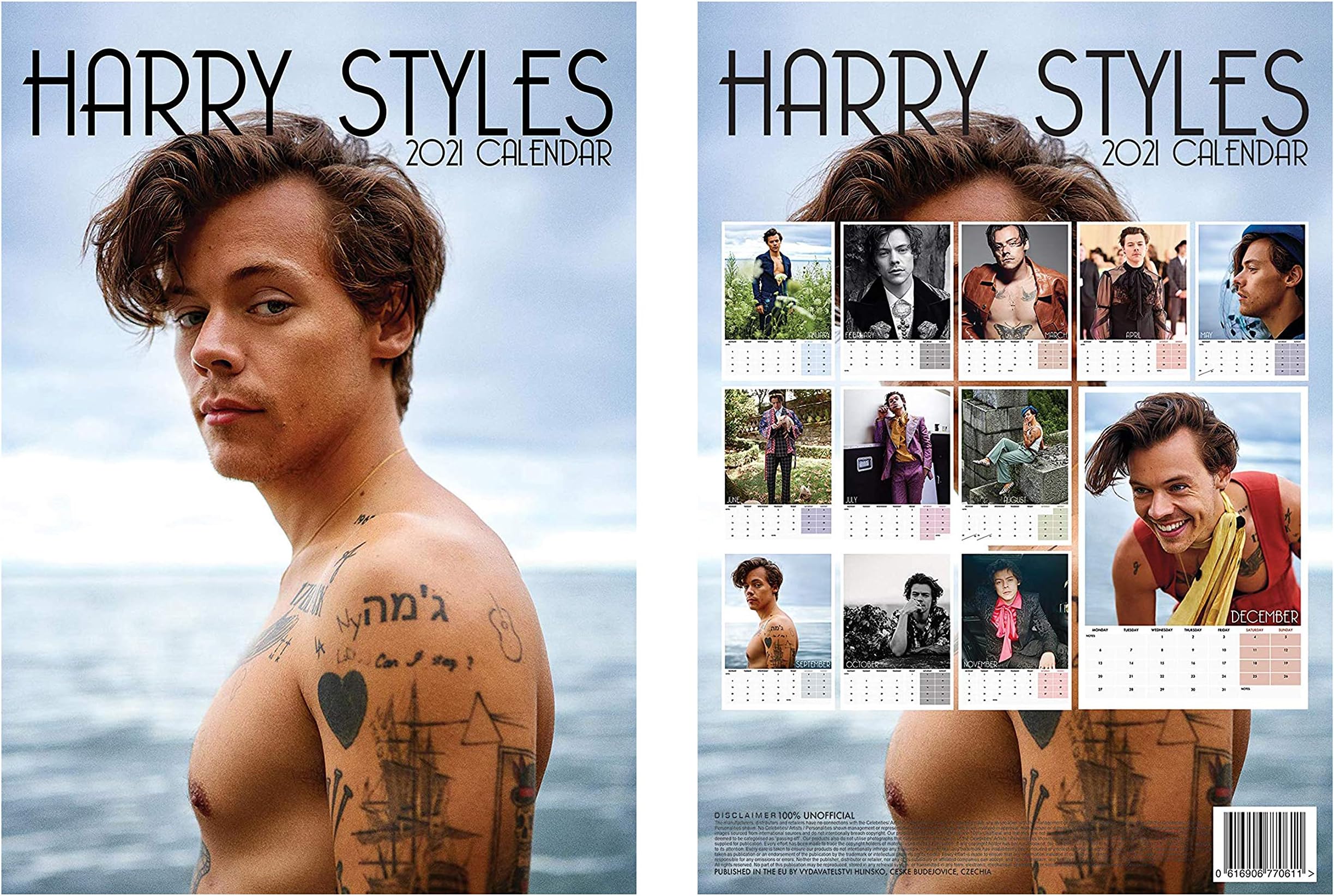 Harry Styles A3 Calendar 2021 + Harry Styles Fridge Magnet