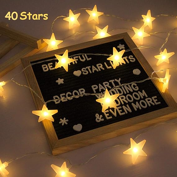 LED Lichterkette mit batterie, von myCozyLite, 40 warmweiße Sterne, für Innen und Außen Dekoration wie Zimmer, Weihnachten, G