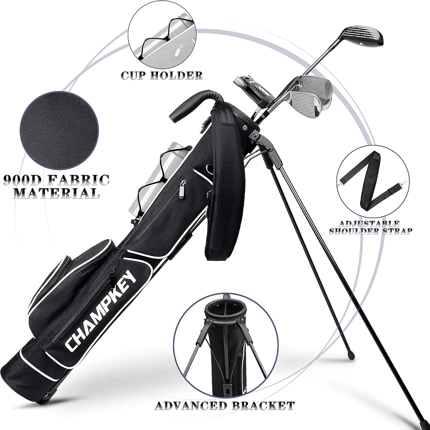 Champkey Lightweight Golf Stand Bag - Easy to Carry & Durable Pitch Golf Bag – Golf Sunday Bag Ideal for Golf Course & Travel : Sports & Outdoors