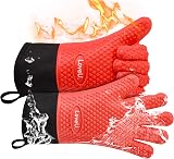 Loveuing Oven Gloves Heat Resistant Silicone Cotton Double Layer 1 Pair view 1