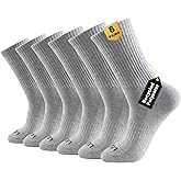 LEVEL8 Mens Work Crew Socks, Comfy Mid Calf Dress Socks, Moisture Wicking, Running and Exercise, 6 Pairs