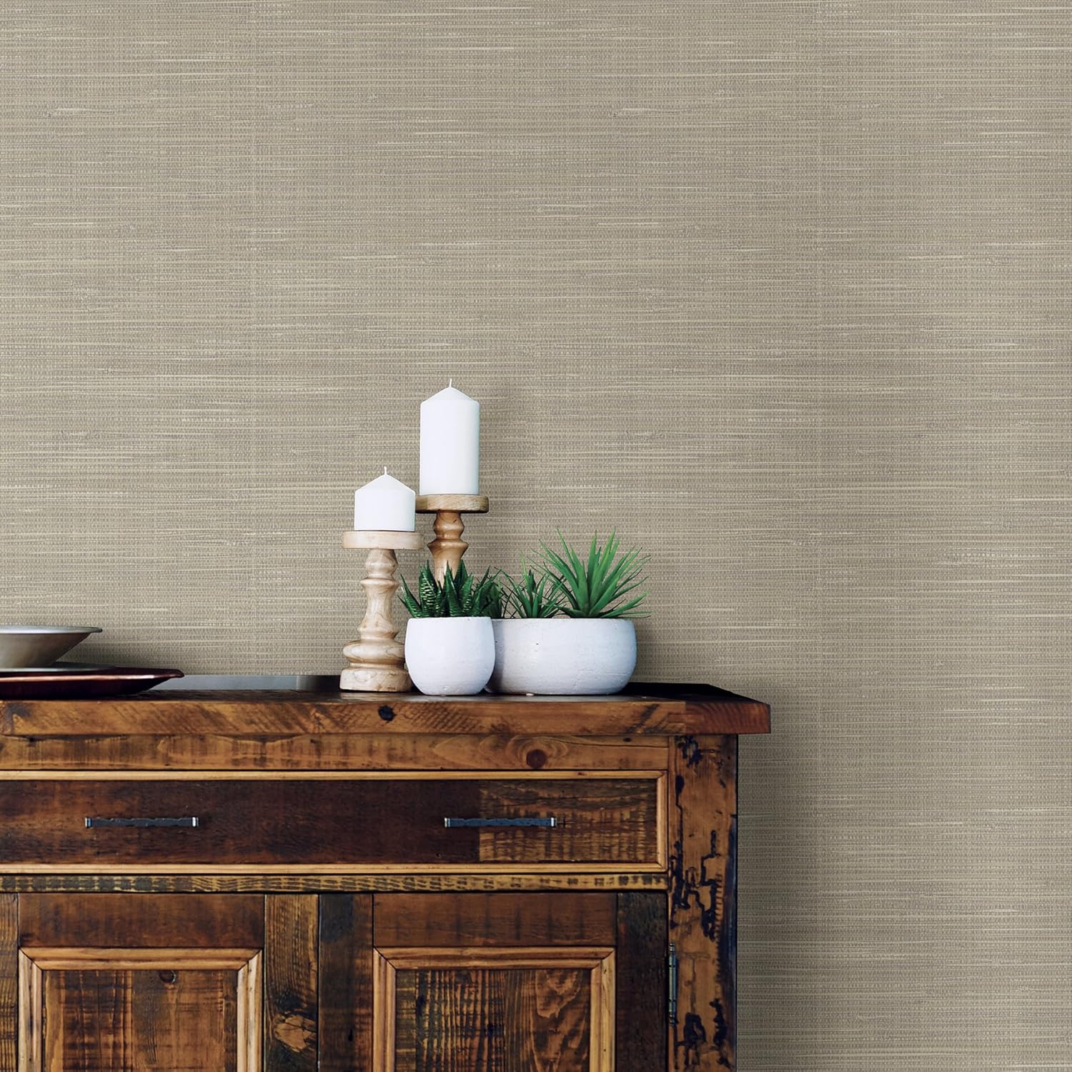 NuWallpaper NU2215 Wheat Grass Cloth Peel and Stick Wallpaper, Neutral, 52.1 x 548.6 cm - Image 3