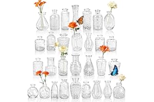 Der Rose 30PCS Small Bud Vases Bulk, 3"–5" Clear Glass Flower Vases for Wedding Home Dining Table Centerpieces Decor