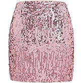 Century Star Sequin Skirt Sparkly Mini Skirts for Women High Waist Bodycon Glitter Club Night Out Party