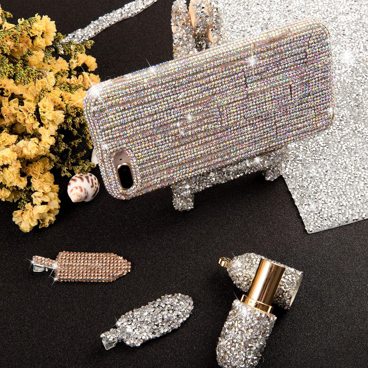 Whaline 12000Pcs Bling Crystal Rhinestones Sticker Sheet Self Adhesive Glitter Rhinestones Crystal Gem Stickers DIY Car Decoration Stickers for Phone Gift Crafts Silver White - Image 5