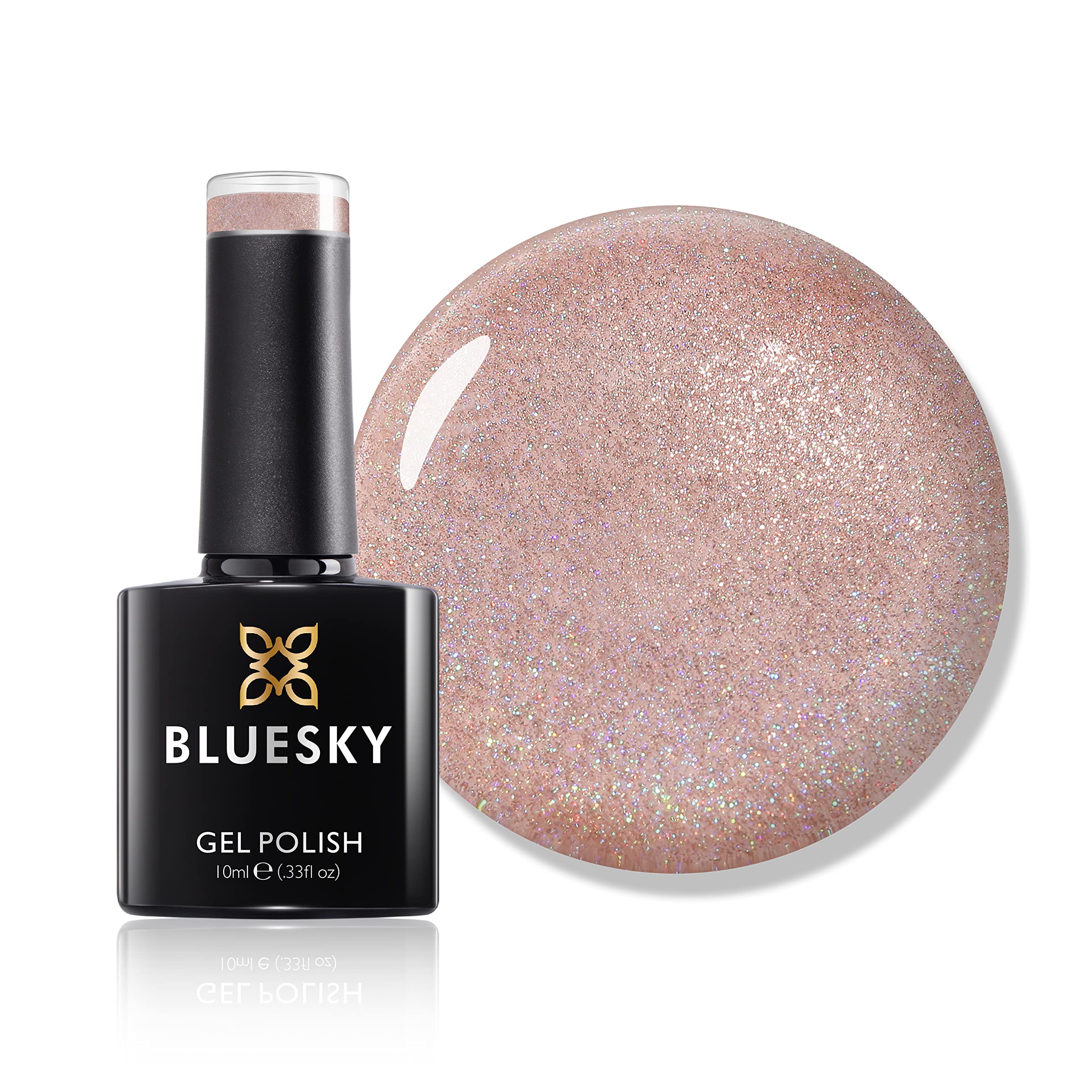 Bluesky Gel Nail Polish, Wish Upon A Star Ch03, Pink Glitter, Long Lasting, Chip Resistant, 10 ml (Requires Drying Under UV LED Lamp)