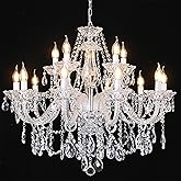 Uboxin Clear K9 Crystal Chandelier 15 Light Pendant Lighting Fixture for Dining Room Living Room Bedroom Hallway Entryway Ele