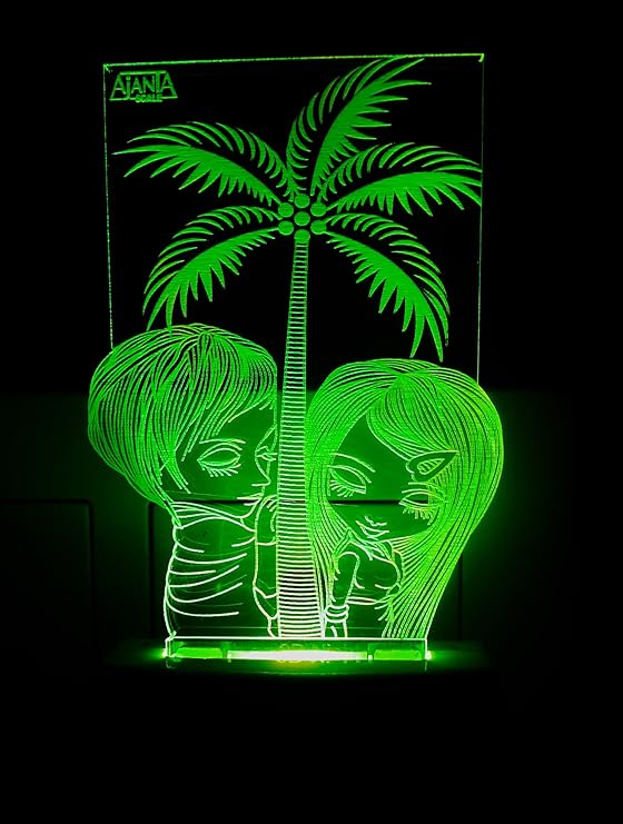 AEON METAL STICKER Plastic 3D Romantic Love Couple Night Lamp (Multicolour)