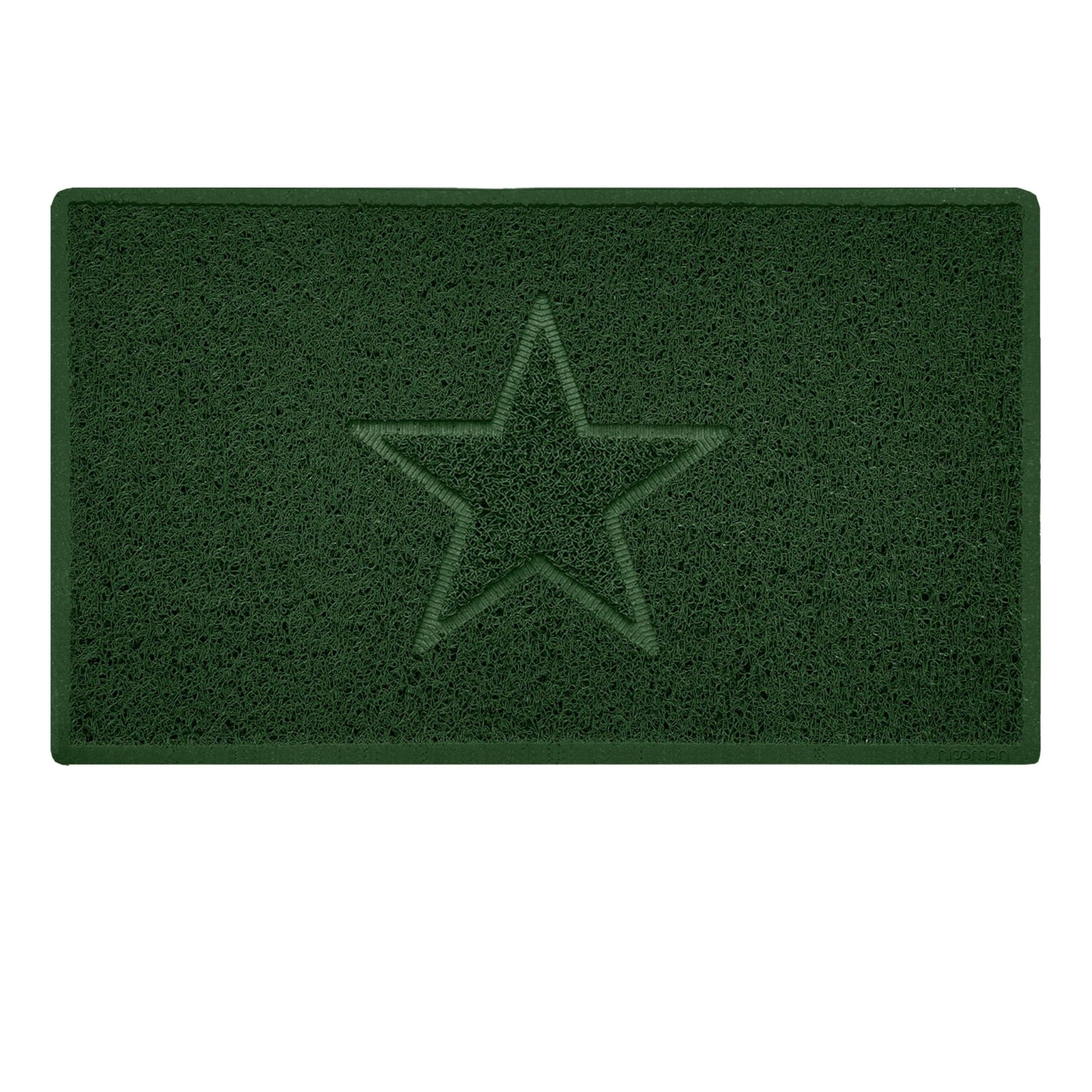 Nicoman Star Shape Embossed Entrance Door Mat Non Slip Dirt Trapper PVC Spaghetti Mat with Rubber Base, Jet Washable Quick Drying Doormat Indoor or Outdoor - (Medium, Green, 75 x 44cm)