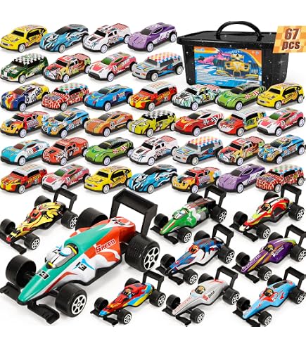 48 Mini Voitures À Tirer + Garage à Étages – Coffret De 48/60 Véhicules En Alliage