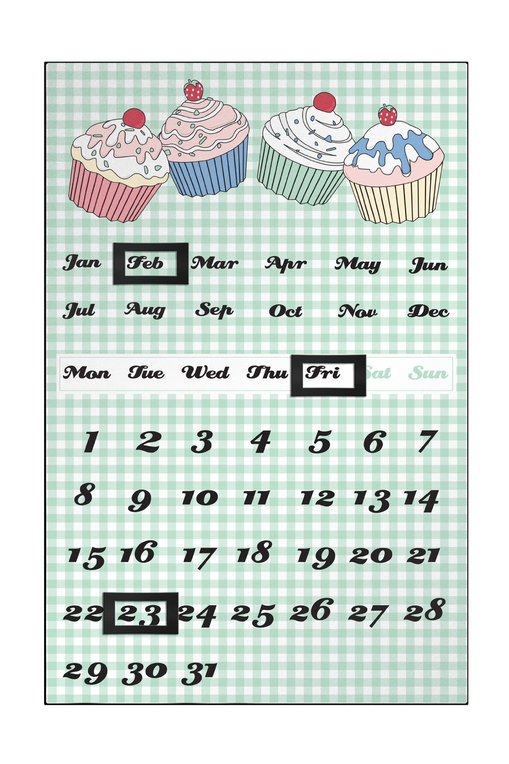 Premier Housewares Cupcake Magnetic Calendar - Green