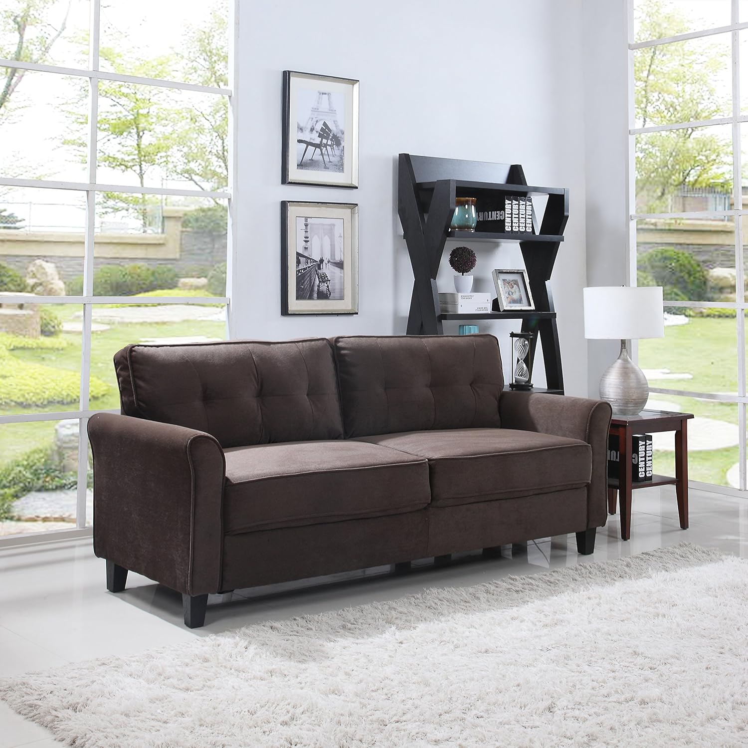 Amazon Com Divano Roma Furniture Exp88 Fb 3s Br Classic Sofas