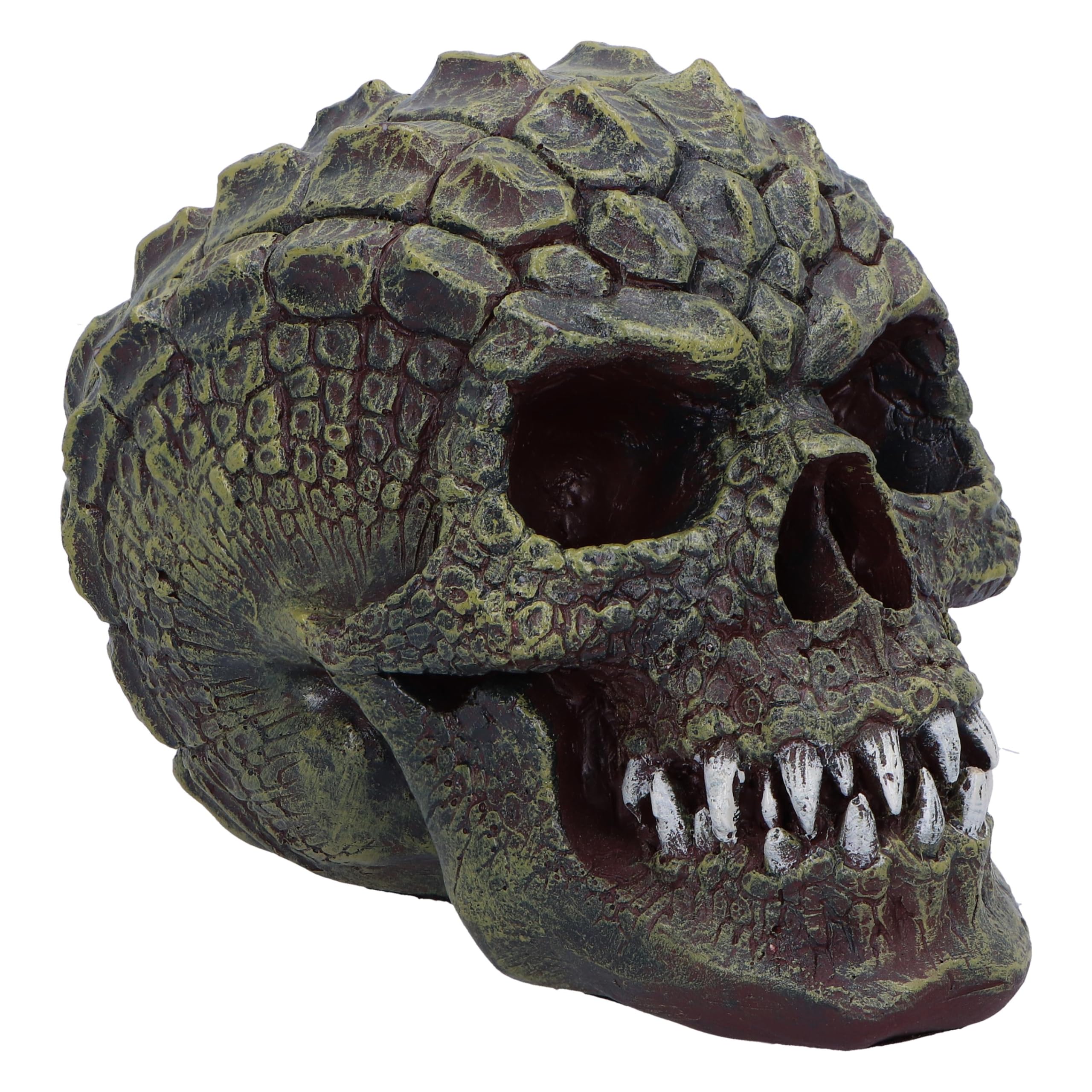 Nemesis Now Reptillian Skull Ornament, Resin, Green, 13cm, Reptile Skull Figurine, Scaled Skull Ornament, Reptile Collectable Giftware