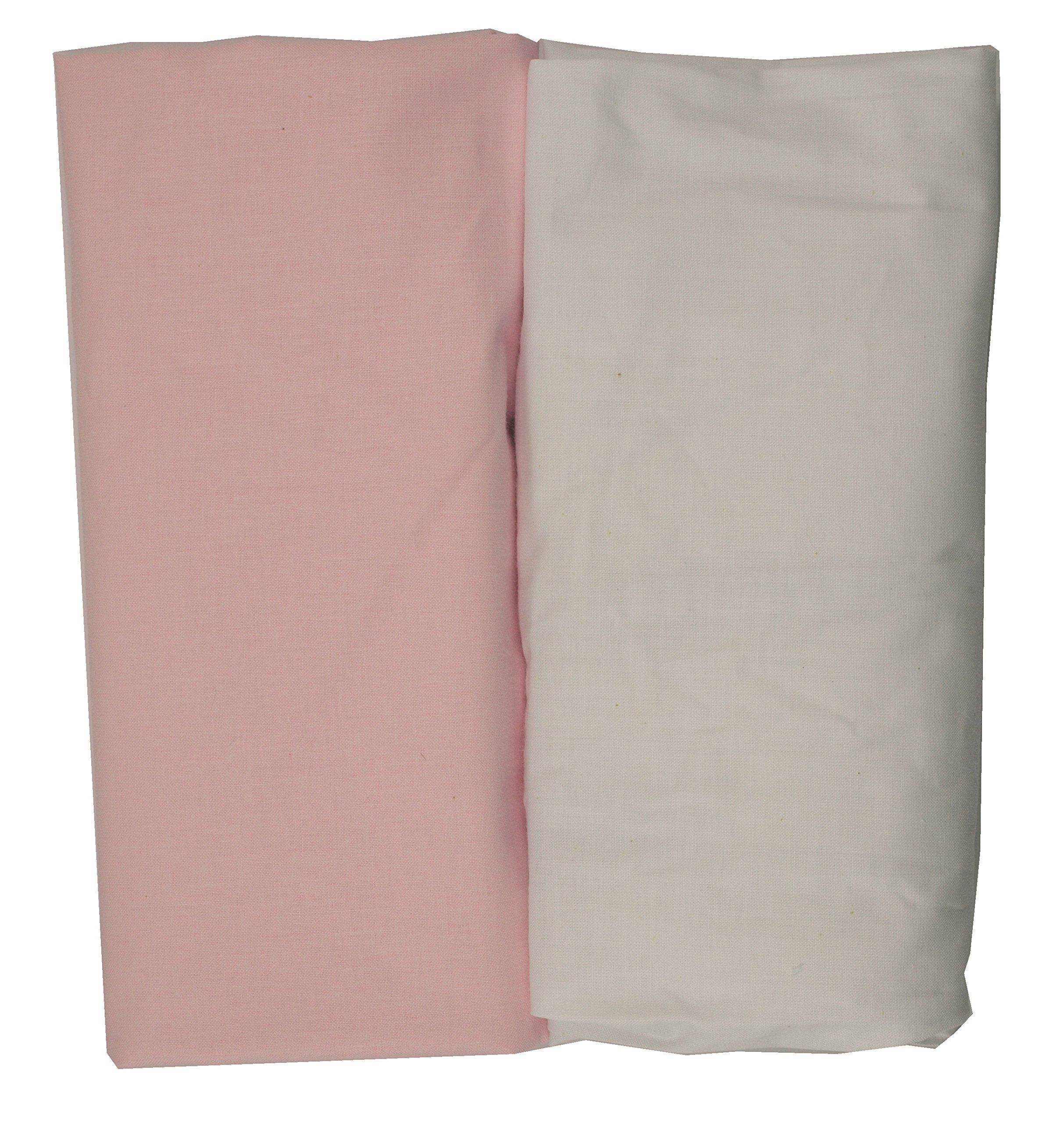 Ti Tin - Pack of 2 Fitted Sheets for Cots, 100% Cotton in White and Pink, Adjustable with Elastic, 50 x 80 cm