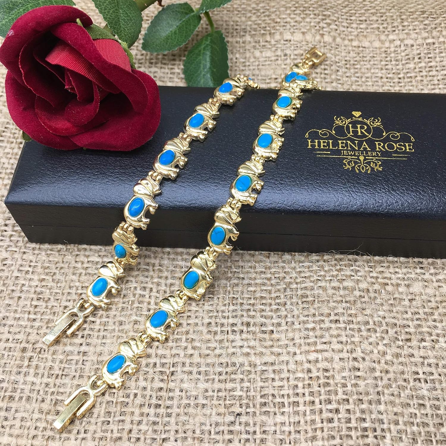 Ladies Magnetic Bracelet for Women - Natural Turquoise Gemstones - Fits Wrists up to 7.5" fully adjustable - with Jewellery Gift Box - Image 4