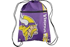 FOCO Minnesota Vikings Big Logo Drawstring Backpack with 2nd Zippered Pocket – Limited Edition Vikings Bag – NFL Gear – Show Your Team Spirit with Officially Licensed Minnesota Vikings Fan Gear