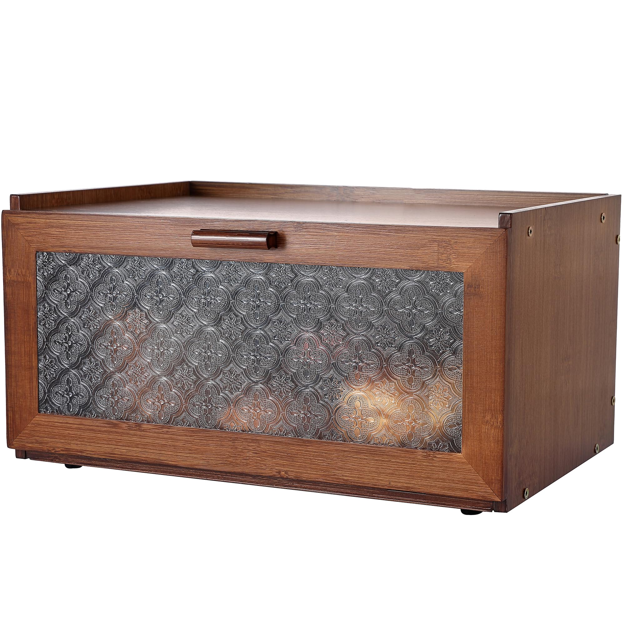 Photo 1 of ETMI Vintage Bread Box for Kitchen Countertop - Retro Brown Bread Storage Box Breadbox
