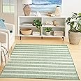 Nourison Positano 4' x 6' Area Rug, Blue Green Ivory, Striped, Modern, Easy Cleaning, Non Shedding, Indoor/Outdoor, Bedroom, Living Room, Dining Room, Deck, Patio