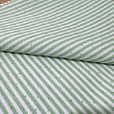 Light Weight Natural Cotton Fabric by The Yard DIY Making Supplies Quilting Patchwork Fabric DIY for Quilting Cotton Patchwork Cushions (Green Striped dots, 1 Yard pre Cut)