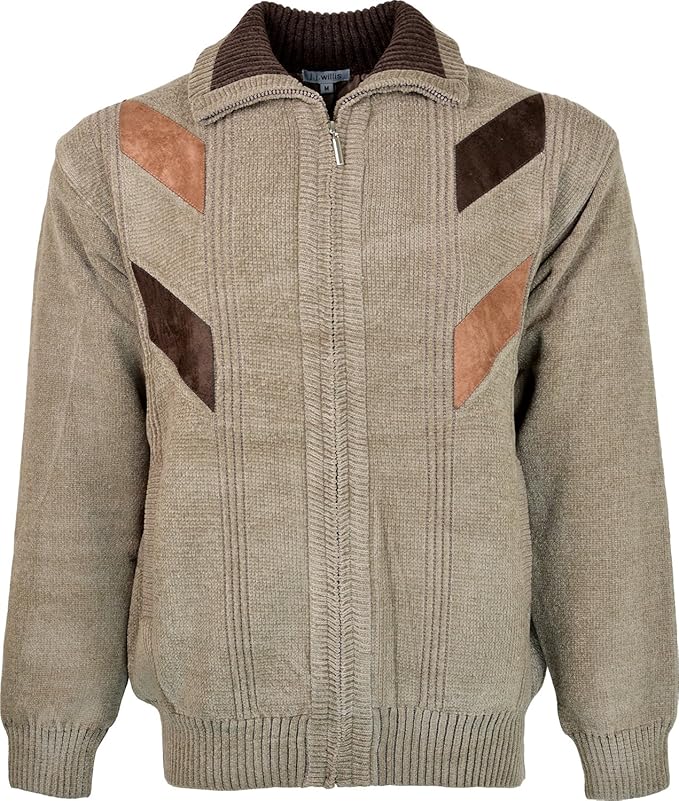Mens Knitted Cardigan With Inside Lining V Neck Zipper Cardigans Jumper