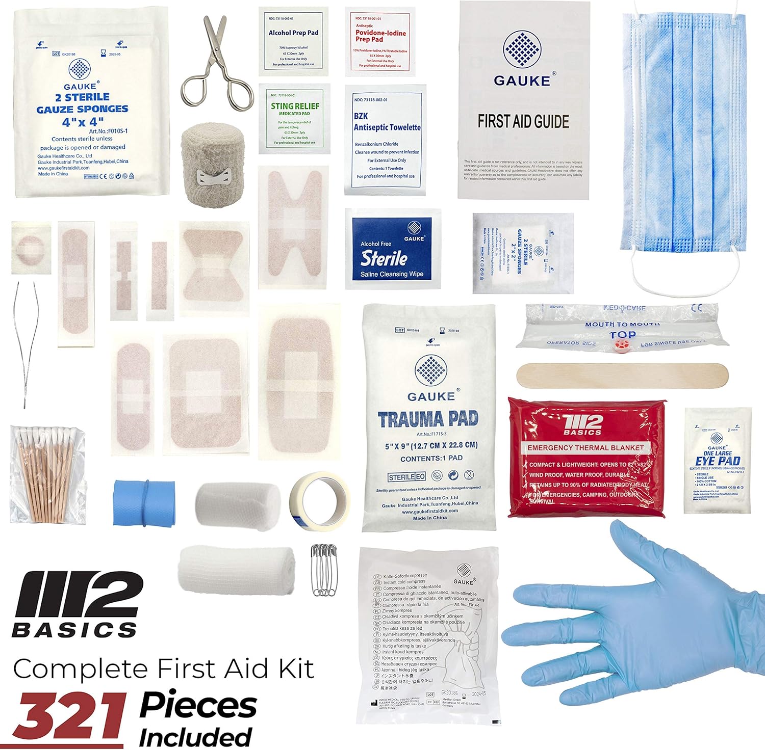 M2 BASICS 321 Piece Emergency Survival First Aid Kit | Medical Supply | Home, Office, Outdoors, Car, Camping, Travel : Sports & Outdoors