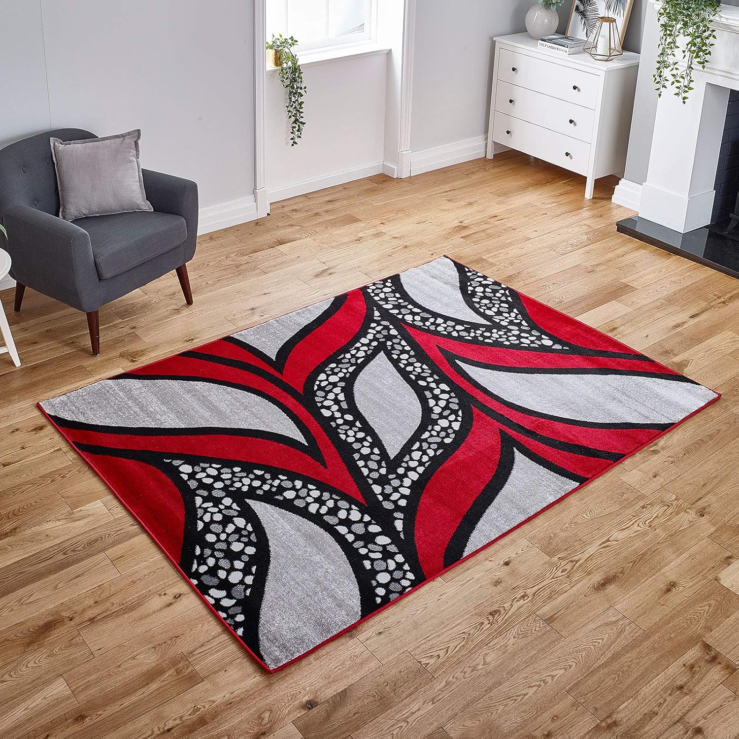 rugs for kitchens floor rugs living room area rugs Matrix Leafs Red 120 x 170cm Amazon.co.uk