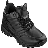 CALTO Men's Invisible Height Increasing Elevator Shoes - Black Leather Lightweight Trainer Sneakers - 4.5 Inches Taller - FD003 - Size 11 D(M) US