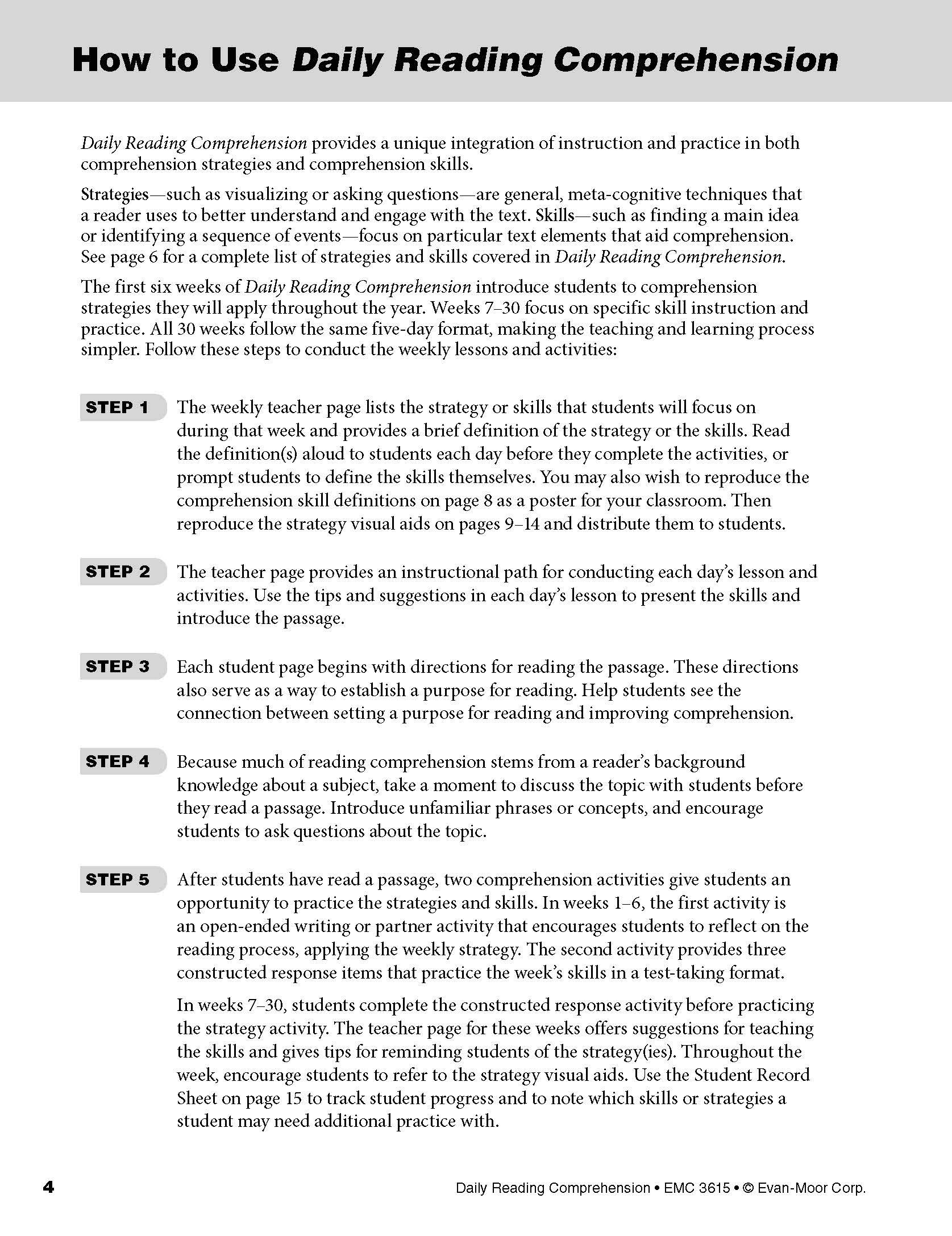 amazon com evan moor daily reading comprehension grade 5 homeschooling classroom resource workbook reproducible worksheets teaching edition fiction and nonfiction lesson plans test prep 9781629384788 evan moor educational publishers books