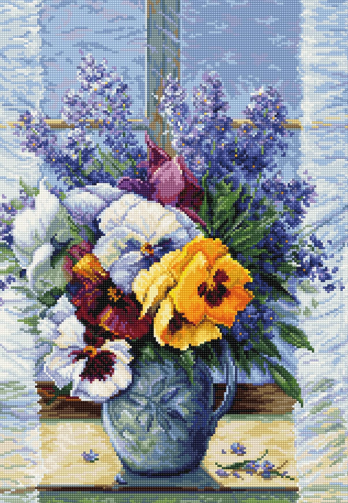 Cross Stitch Kit Luca-S - Bouquet with Pansies