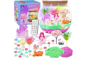 Gifmore Fairy Terrarium Kit for Kids with LED Night Light & Remote Control, Fairy Toys & Arts and Crafts for Girls Ages 4-12, Creative Birthday Christmas Gifts for Kids