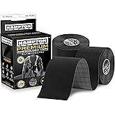 Hampton Adams | As Seen on Shark Tank | Elastic Kinesiology Tape (2-Pack) | Uncut Athletic Tape Supports & Protects Muscles Knees Shoulders & Plantar Fasciitis | Waterproof Hypoallergenic (Black)