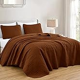 Chezmoi Collection Luca 3-Piece Oversized Bedspread Set, King Size, Umber - Summer Quilt Lightweight Microfiber Bedspread 118 x 106 - Floral Medallion Pattern Coverlet for All Season