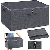 Briwooody Lockable Toy Storage Box,Gray,23.6 X 15.8 X 11.8 Inch | Discreet Case with Combo Lock for Privacy, Zipper Organizer Bin, Foldable Design for Bedroom Closet, Fits Adult Items