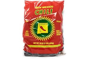 BAKER'S Barkers Dried Red Chili Pods - Hot, 16 Ounces - Grown in World Famous Chili Region Hatch, NM - No Preservatives, USA Product!