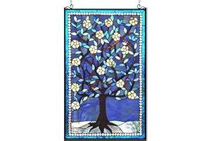 CHLOE LIGHTING CHLOE Woodley Tiffany-glass "Tree of Life" Window Panel 20x32