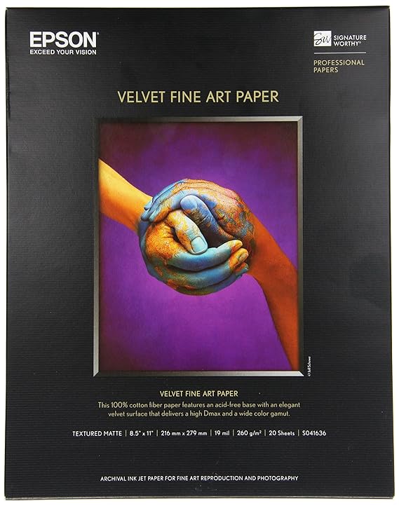 Epson Velvet Fine Art Paper (8.5x11 Inches, 20 Sheets) (S041636