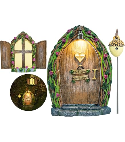 Porte d'arbre de jardin nickel é d'elfe pour la décoration de porte d'arbre 3D, mini sculpture de maison de conte de fées l'inventaire, cadeau d'enfants  15