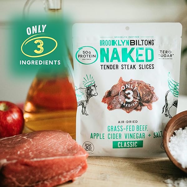 BROOKLYN BILTONG CARNIVORE SNACK, AIR DRIED GRASS FED BEEF, SOUTH AFRICAN BILTONG (2 OZ, PACK OF 1) – BILTONG, NOT JERKY, KETO, GLUTEN FREE, ONLY SALT, WATER, AND VINEGAR, MADE IN USA – (NAKED CLASSIC)