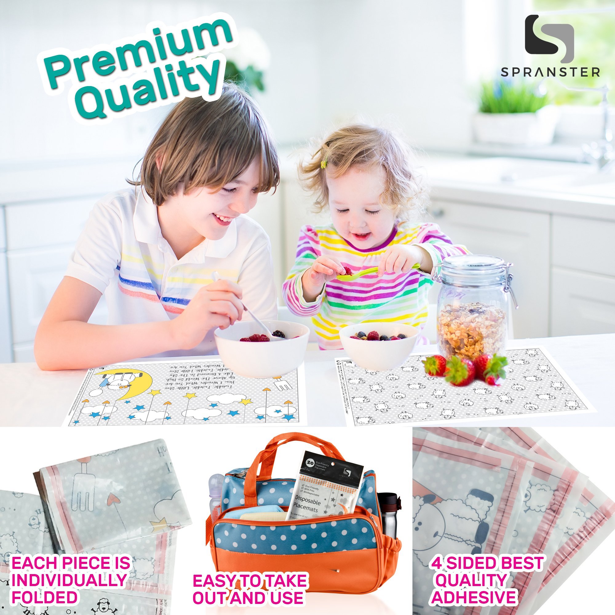 New Super Sticky Disposable Placemats 20 Mats for Kids Toddlers