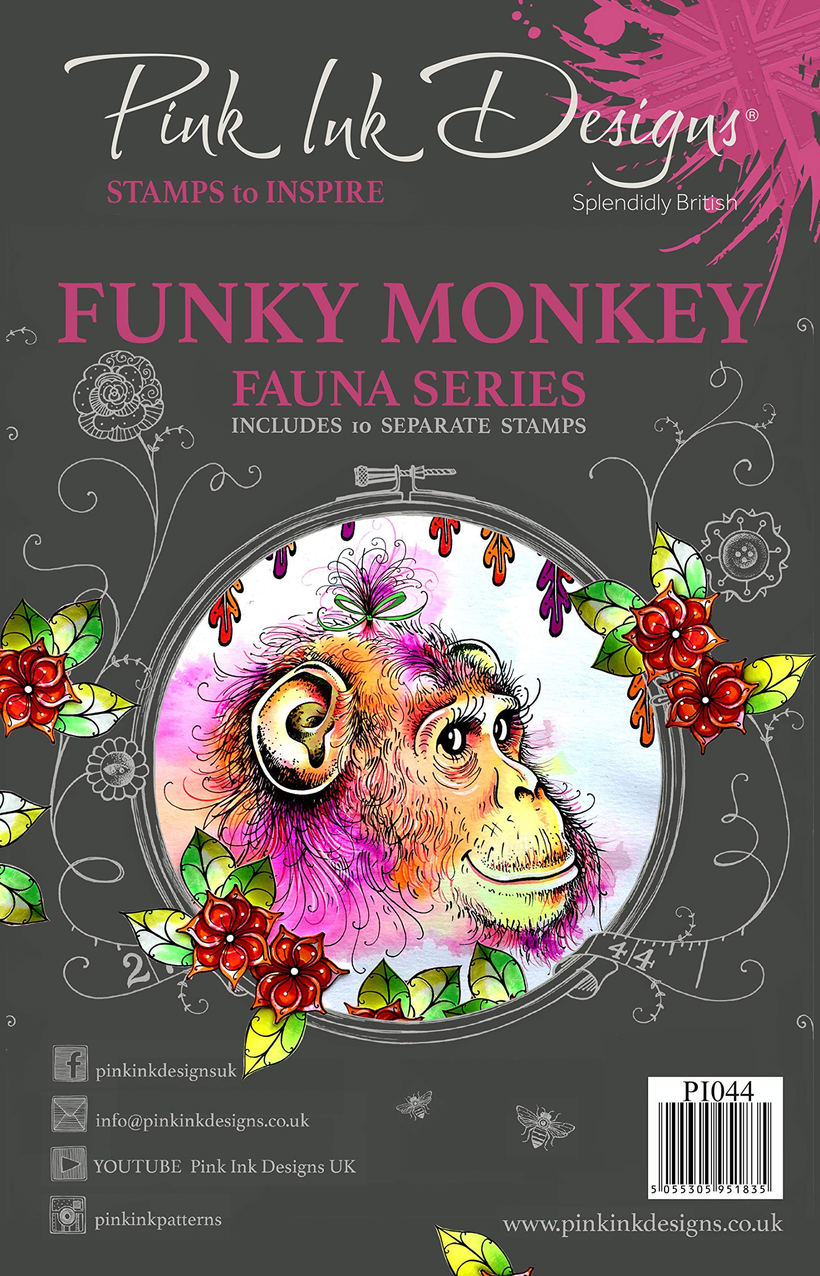 Pink Ink Designs Clear Stamp-Cheeky Monkey, Translucent, A5