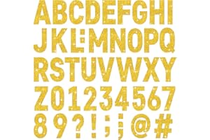 METSYTH 24 Sheets Large Gold Letter Stickers 4 Inch Big Font 282 Pcs Glitter Alphabet Number Stickers Self Adhesive Stick on Letters for Poster Board Bulletin Board Mailbox Crafts Classroom Home Decor(Gold)