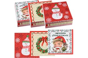 ASTARON 60 Pack Christmas Napkins 3 Designs, Disposable Paper Cocktail Napkins Bulk Christmas Decorative Napkins for Holiday 