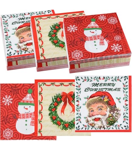 WedDecor Lot De 20 Serviettes De Noël Jetables En Papier - 2 Plis - Pour Décoration De Table De Fête De Noël, Nouvel An, Dîner - Rouge (33 X 33 Cm