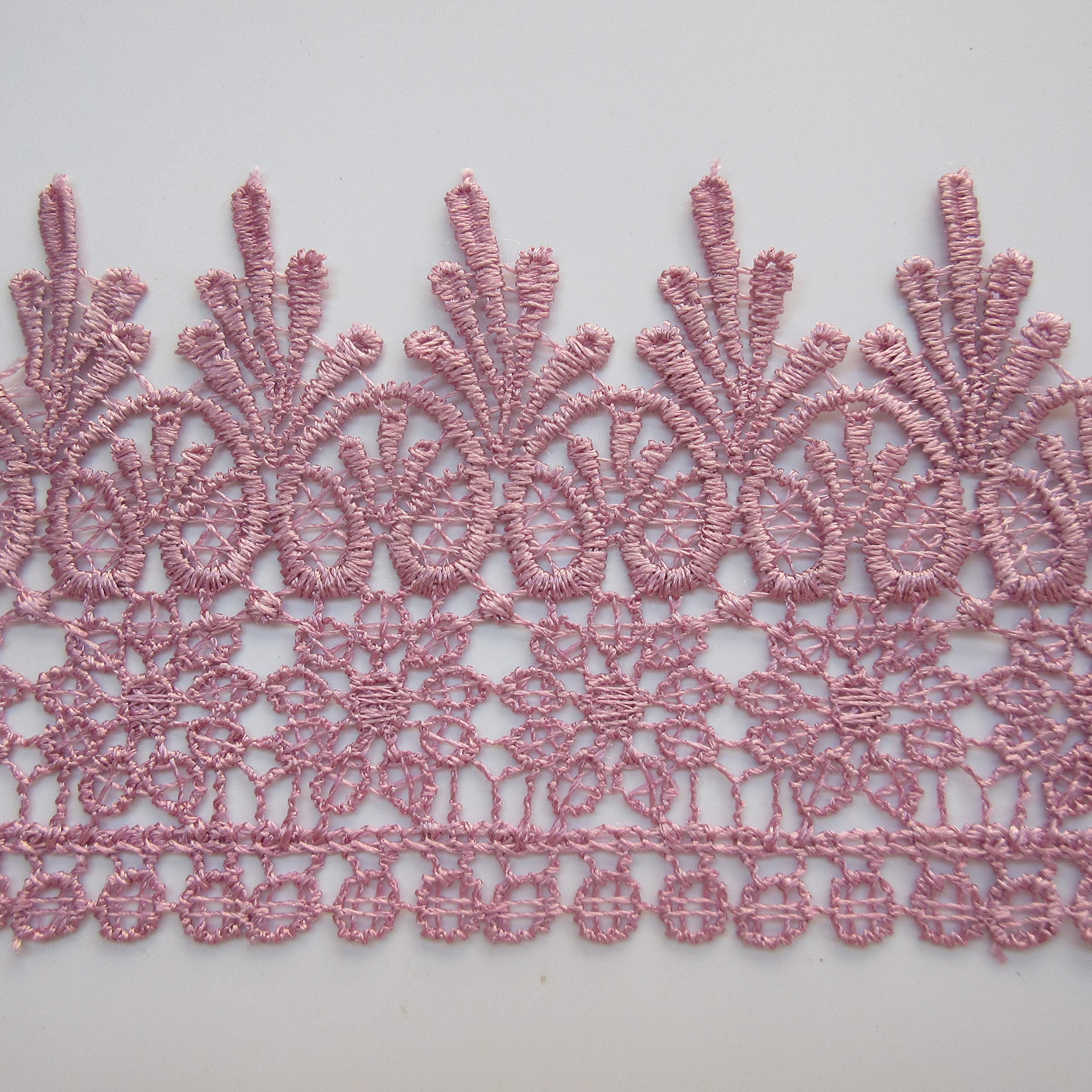 3 Meters Floral Venice Lace Edging Trim Ribbon 9cm Width Vintage Fuchsia Trimmings Fabric Flower Embroidered Applique DIY Sewing Wedding Bridal Dress Party Clothes Embroidery Gift Craft Invitations