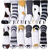 SDBING Kids Fuzzy Socks, Toddlers Non Slip Socks Boys Girls Cute Cozy Winter Warm Crew Socks with Grips 6 Pairs